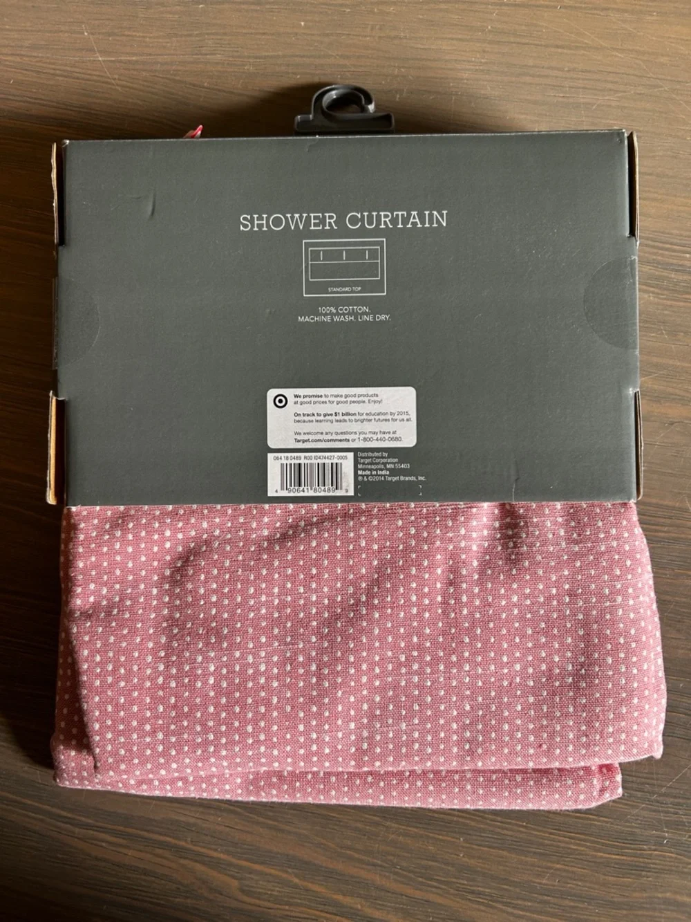 NWT Threshold Coral and White Dot Shower Curtain